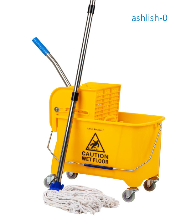 Mop and Bucket Set with Wringer, 5.5 Gallon Cleaning System with Wheels