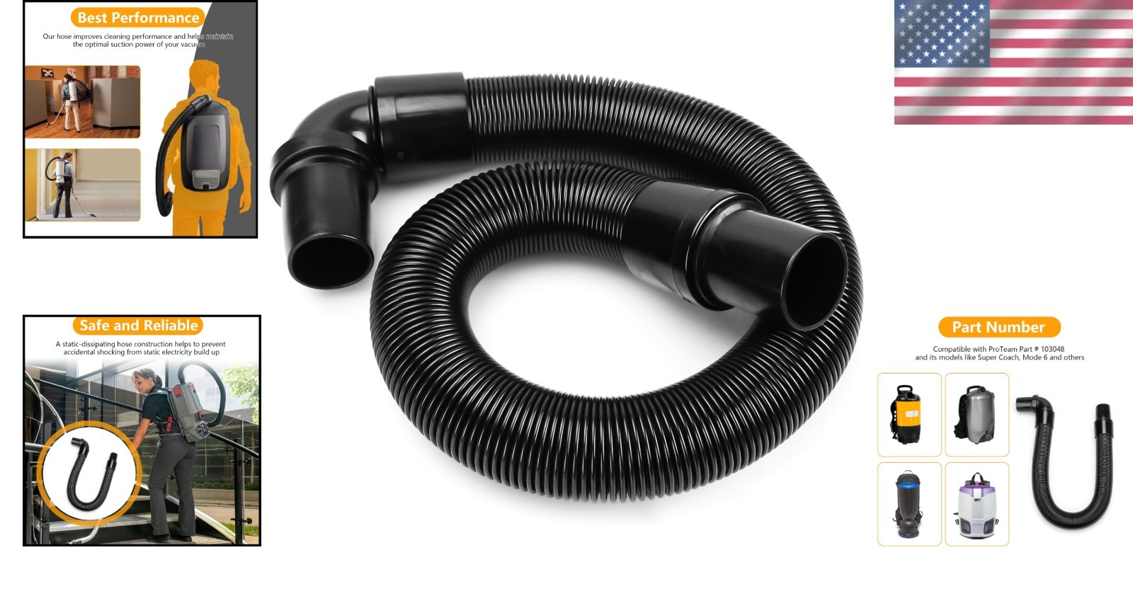 High-Performance Adjustable Vacuum Hose – Fits ProTeam Super Coach & Others