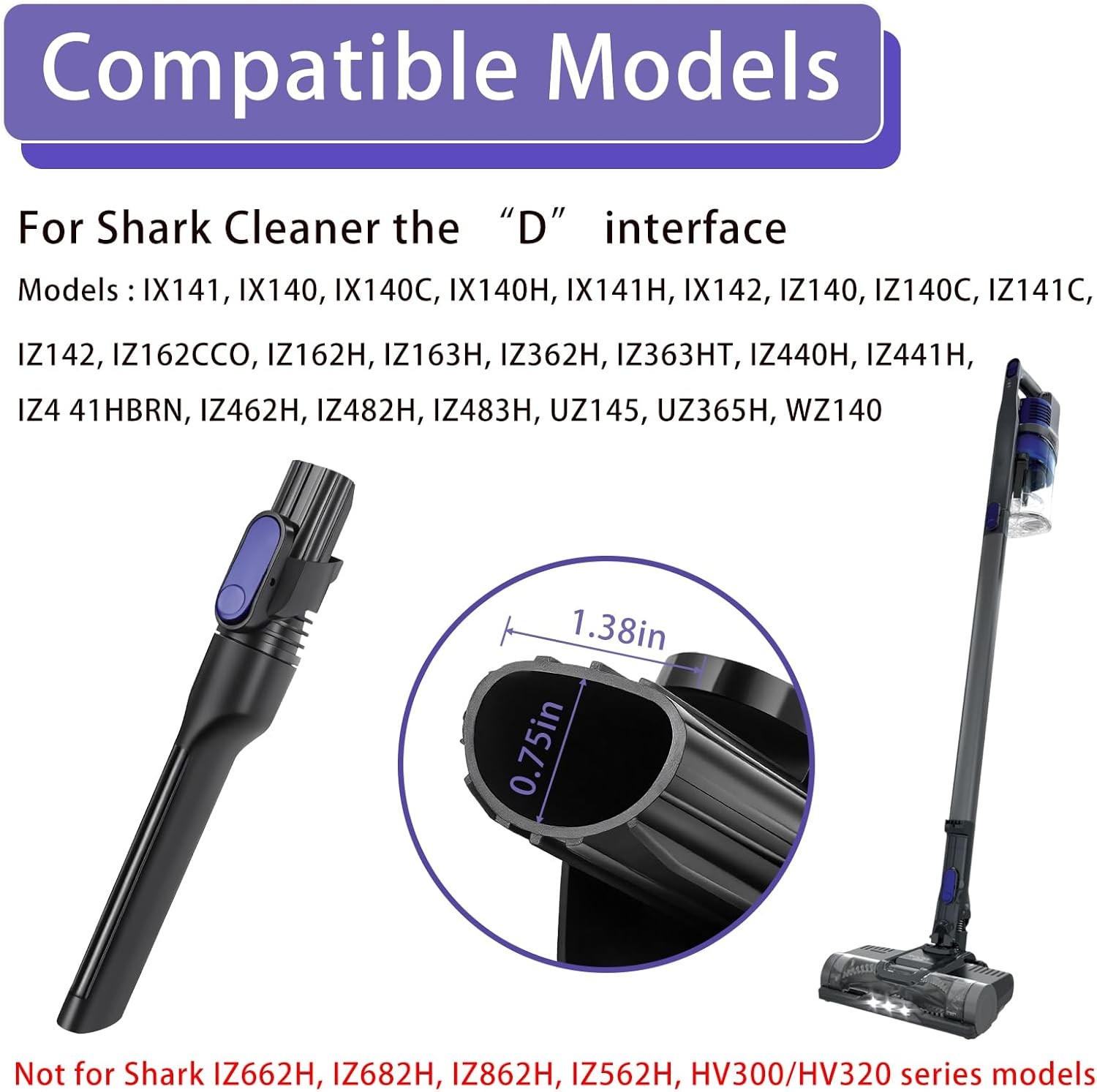 Crevice Tool Replacement for Shark Pet Cordless Stick IX141 IZ462H IZ483H