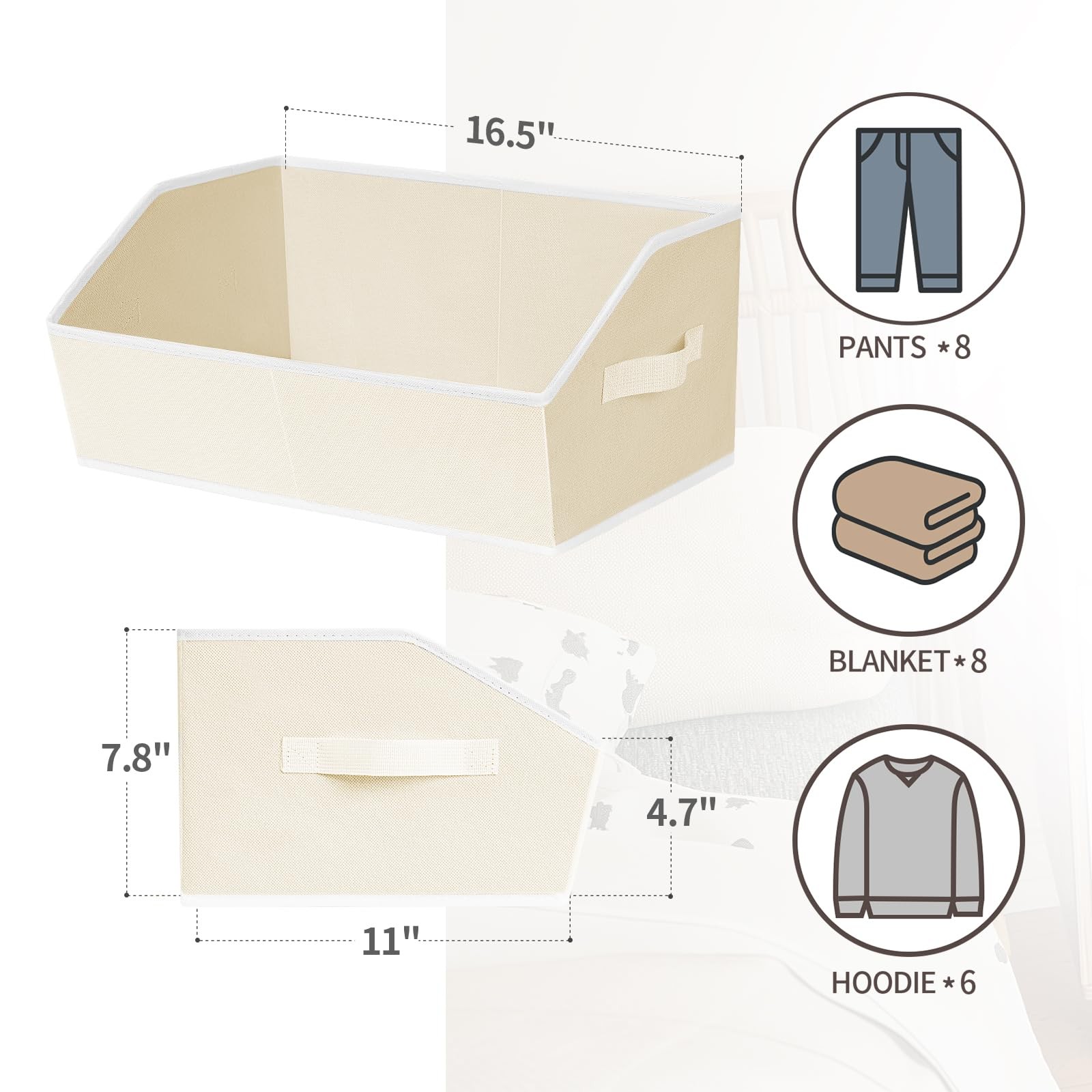 Cube Storage Organizer – Large Bins with Handle, Trapezoid Organizing Baskets…