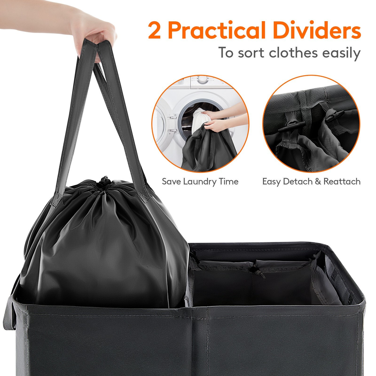 Lifewit Double Laundry Hamper with Lid and Removable Laundry Bags
