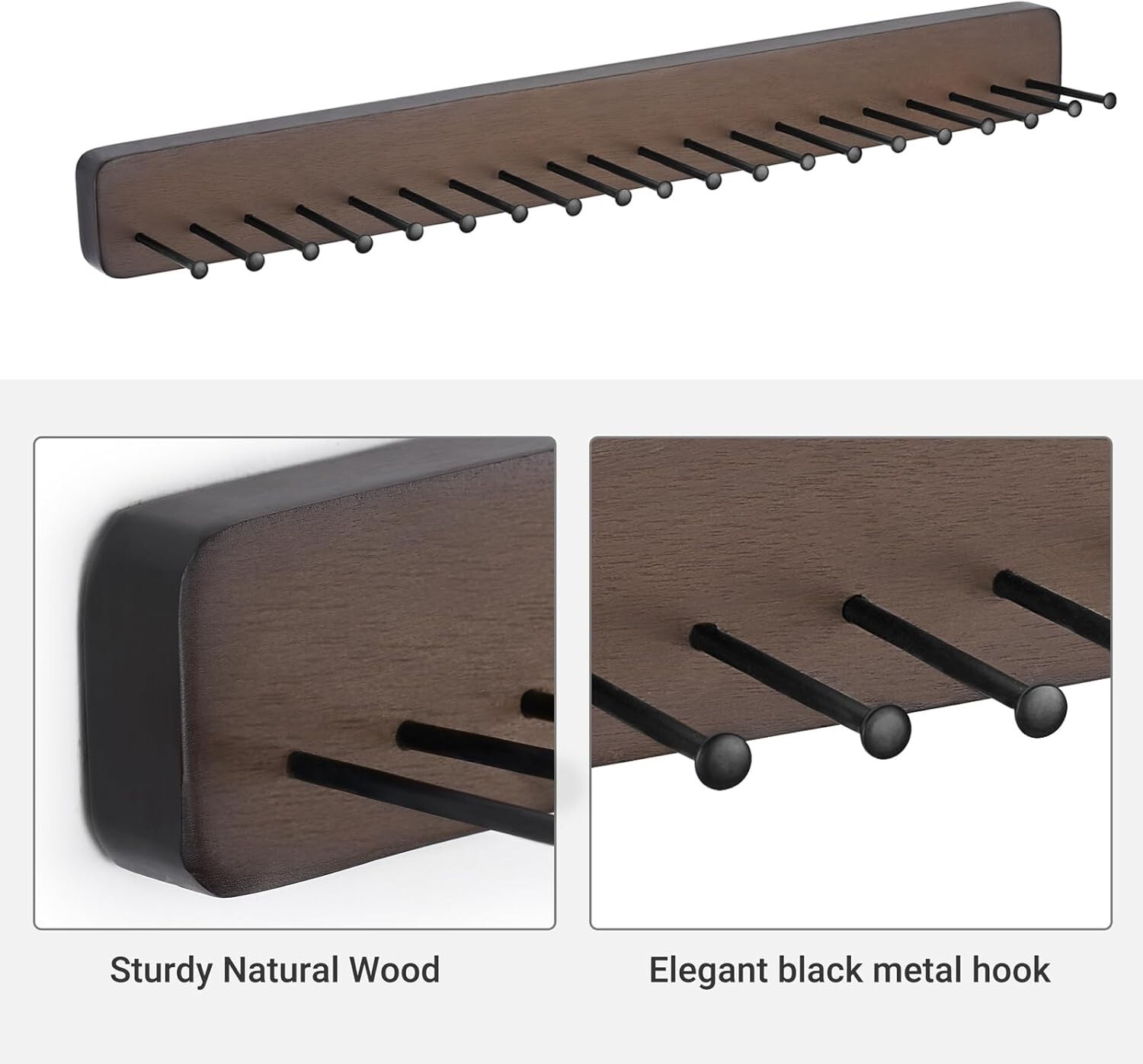 Tie Rack Wall Mounted Belt Hanger Holder Rustic Wood Tie Organizer for Men New