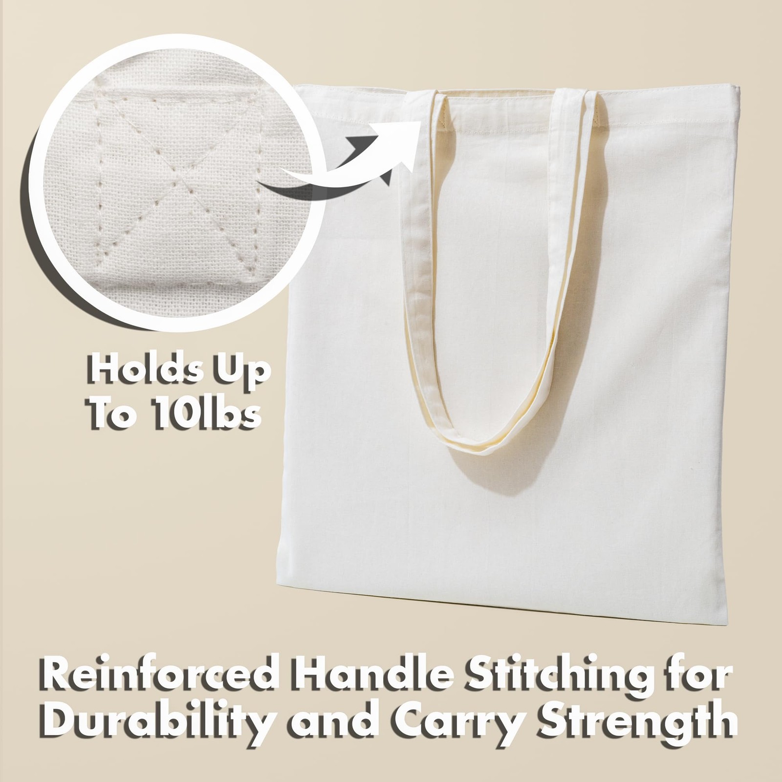 (Not Made In China) Canvas Tote Bags 5-Pack, 15″x16″, Bulk Organic Cotton Reu…