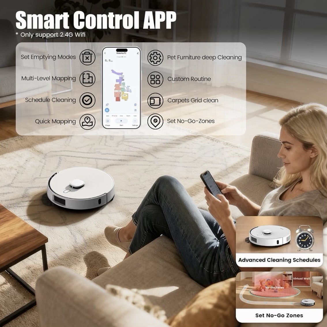 Robot Vacuum & Mop w/ Self-Emptying Dock – LiDAR, 12,000Pa, App Control