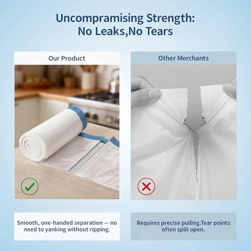 4 Gallon Small Trash Bags 150 Count White Unscented Drawstring 1.1 Mil