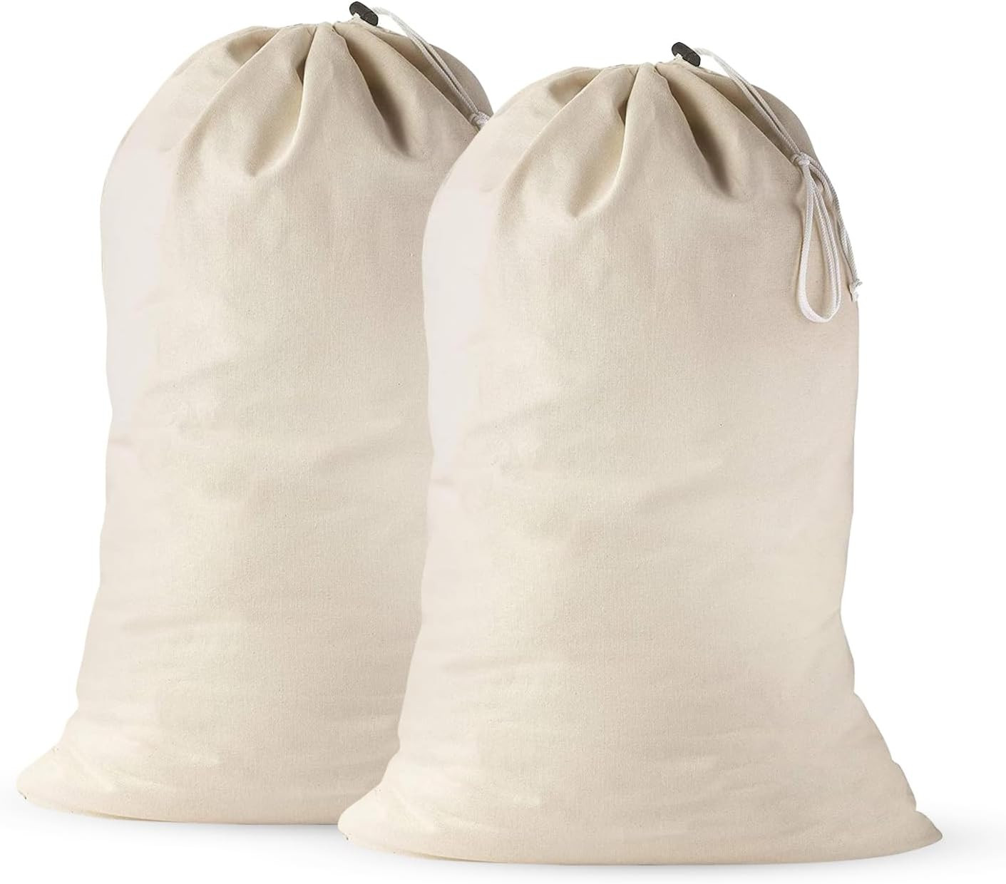 Large Cotton Laundry Bags 24X36 Inch with Drawstring, Heavy Duty Travel Organize