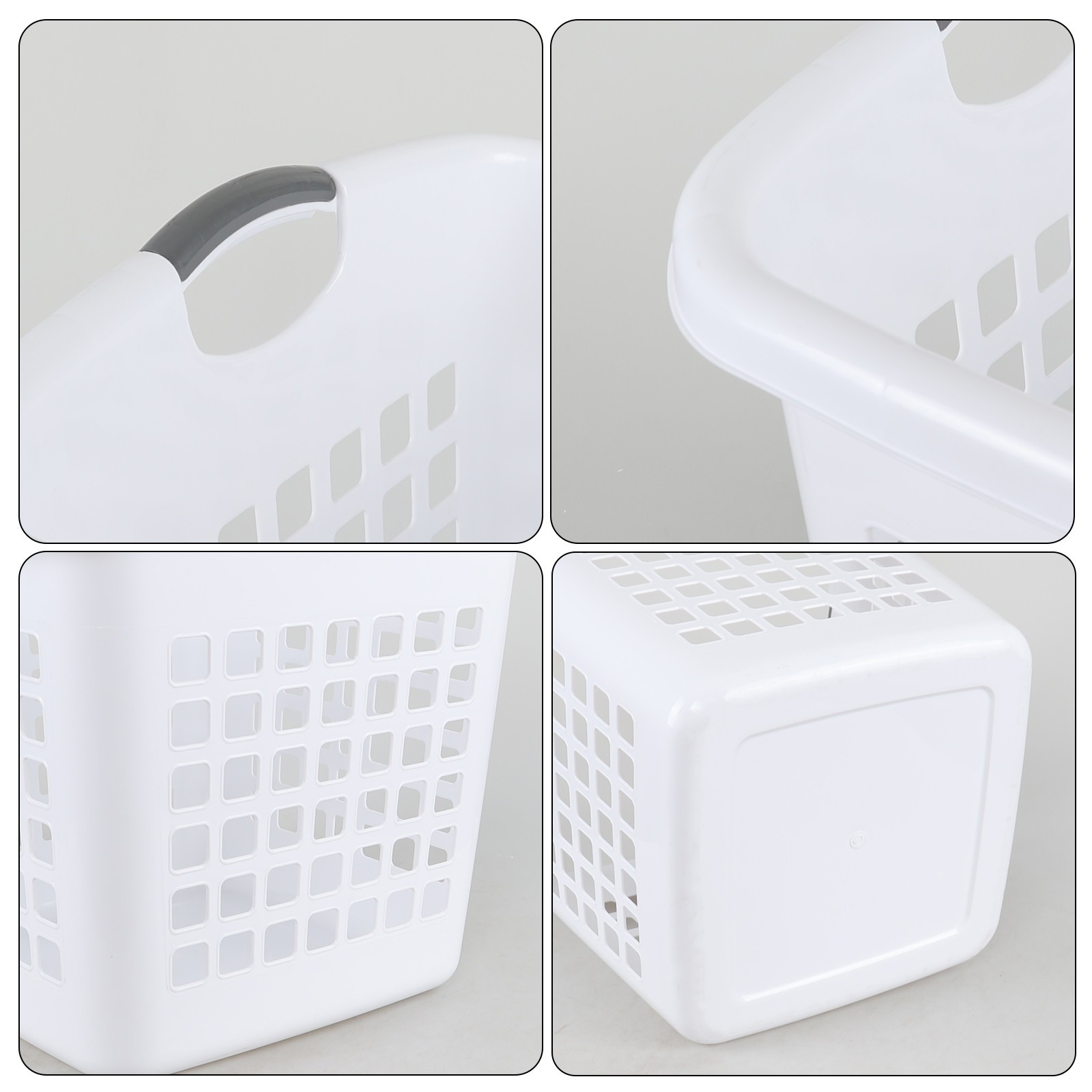 Aninhao 4 Pack 70 L Large Plastic Laundry Hamper with Cut-out Handles, White