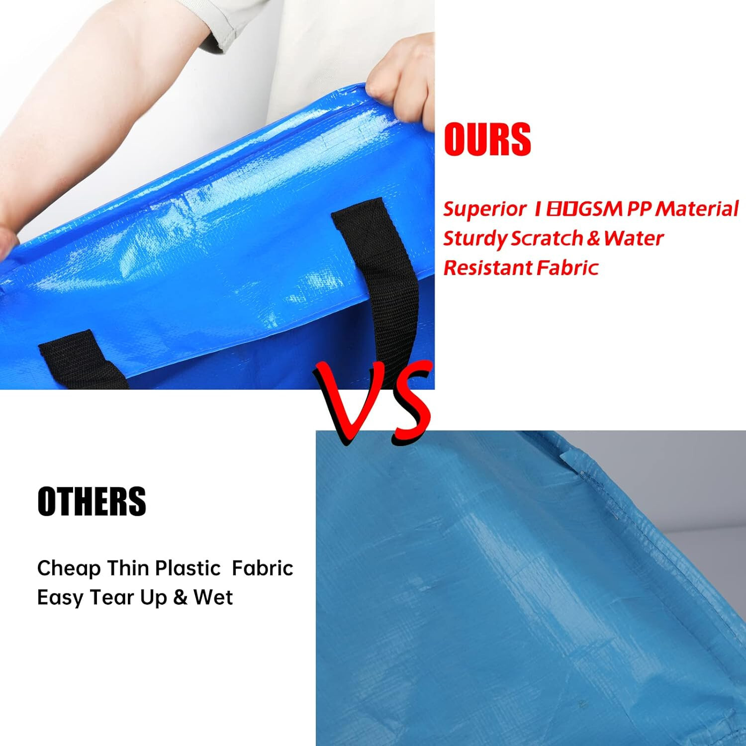 2/6 Pack Moving Bags Heavy-Duty Extra Large, Blue Moving Totes W/ Zippers Handle