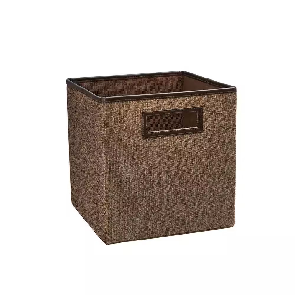 11 In. H X 10.5 In. W X 10.5 In. D Brown Fabric Cube Storage Bin