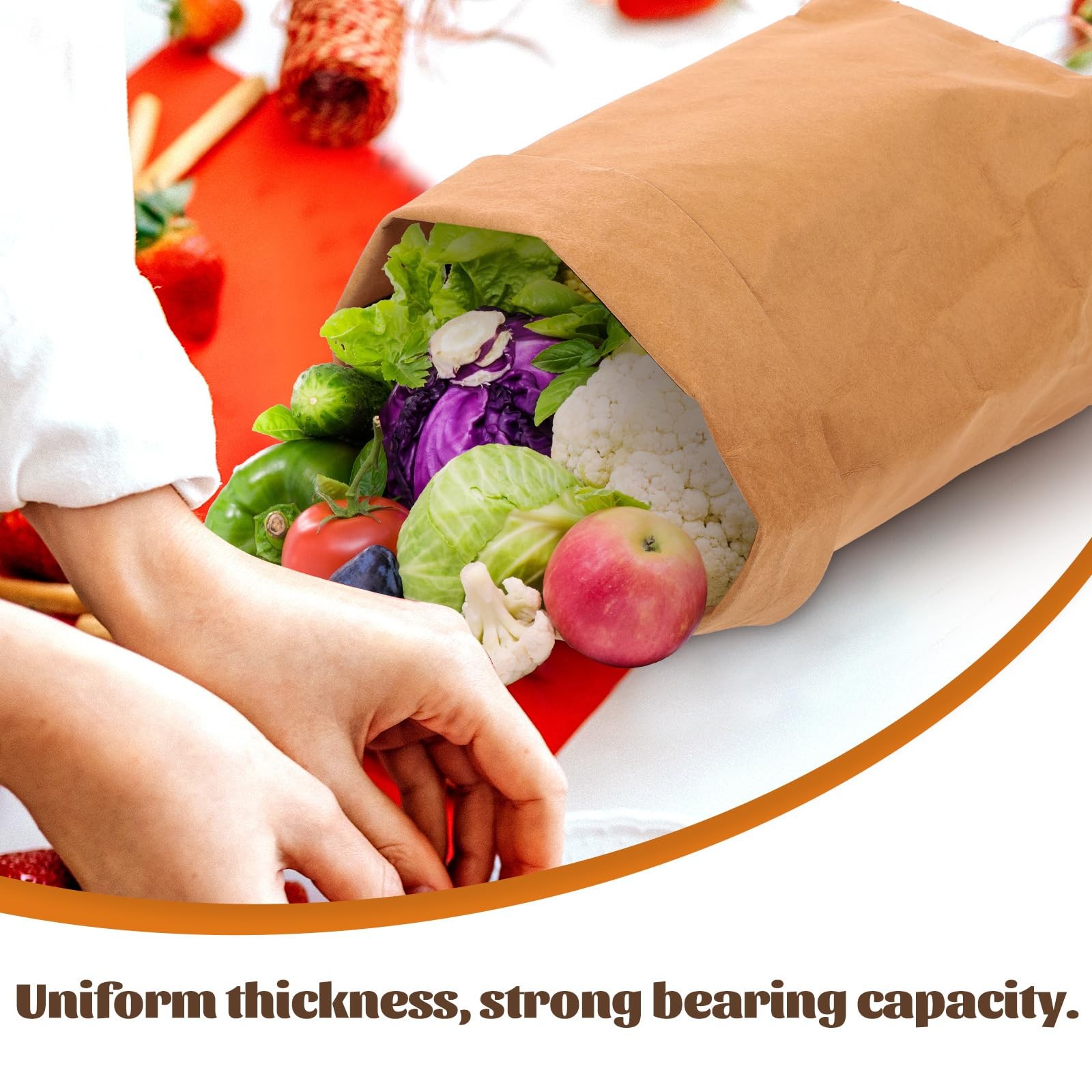 MAGICLULU Washable Kraft Paper Storage Bags for Food 23X22CMx3pcs, Brownx3pcs