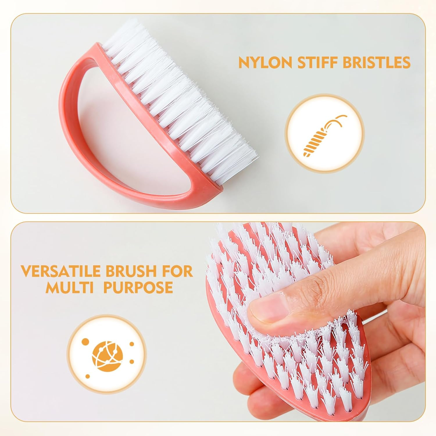 2 Pack Small Scrub Brush,Heavy Duty Stiff Nylon Bristles Cleaning Brush,Durable