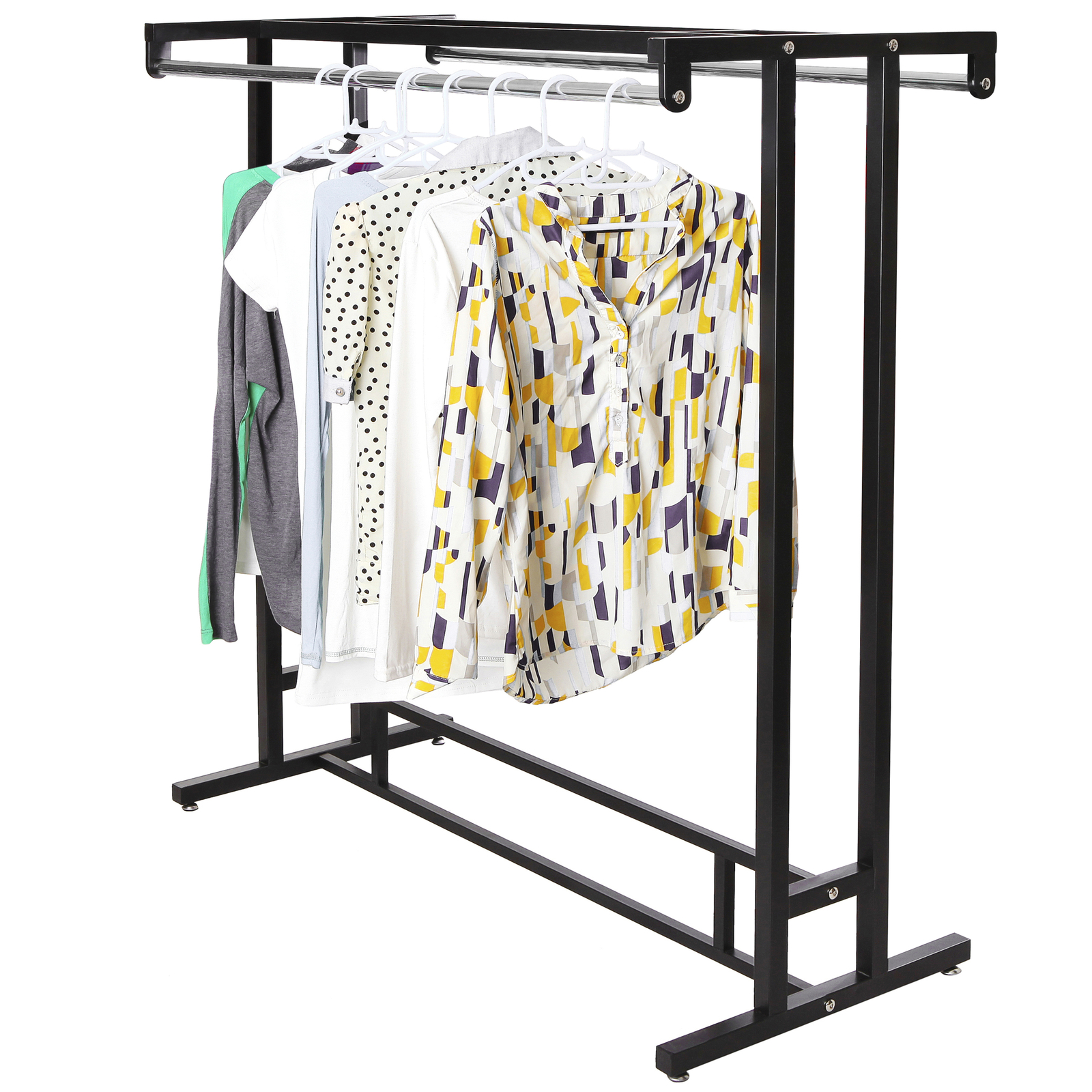 Stainless Steel Double Rod Hangrail Department Store Style Clothes/Garment Rack