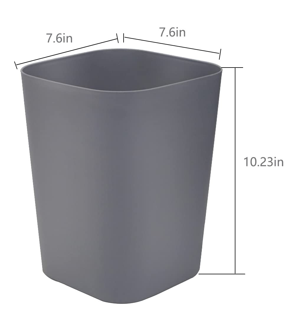 2 PCS 2 Gallon White Gray Small Square Bathroom Trash Can Wastebasket Garbage