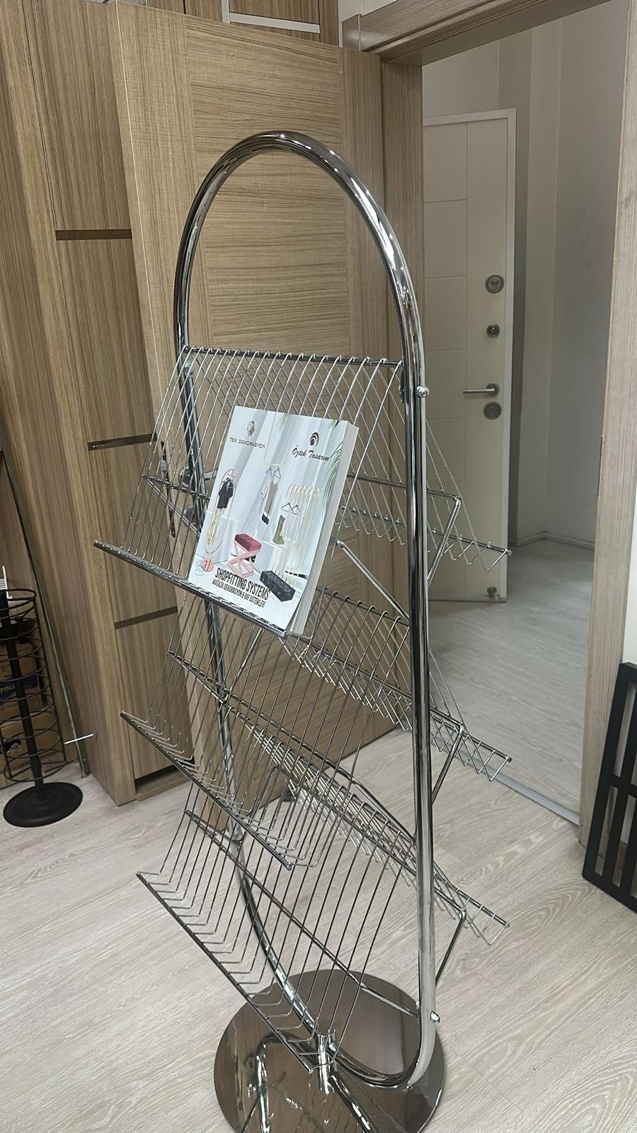 Chrome Magazine Rack Stand | Mid Century Modern Style Metal Rack
