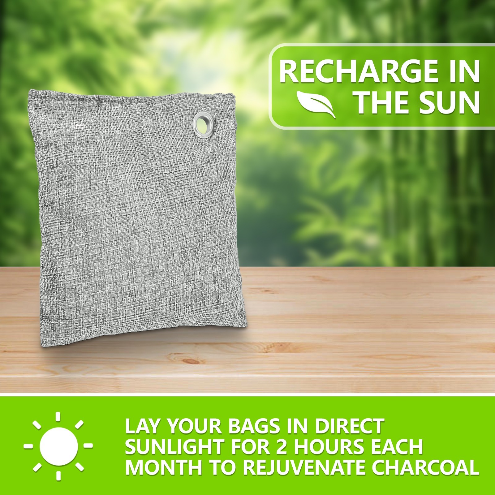 4 Packs Activated Charcoal Odor Absorber Nature Fresh Bamboo Air Purifying Bag