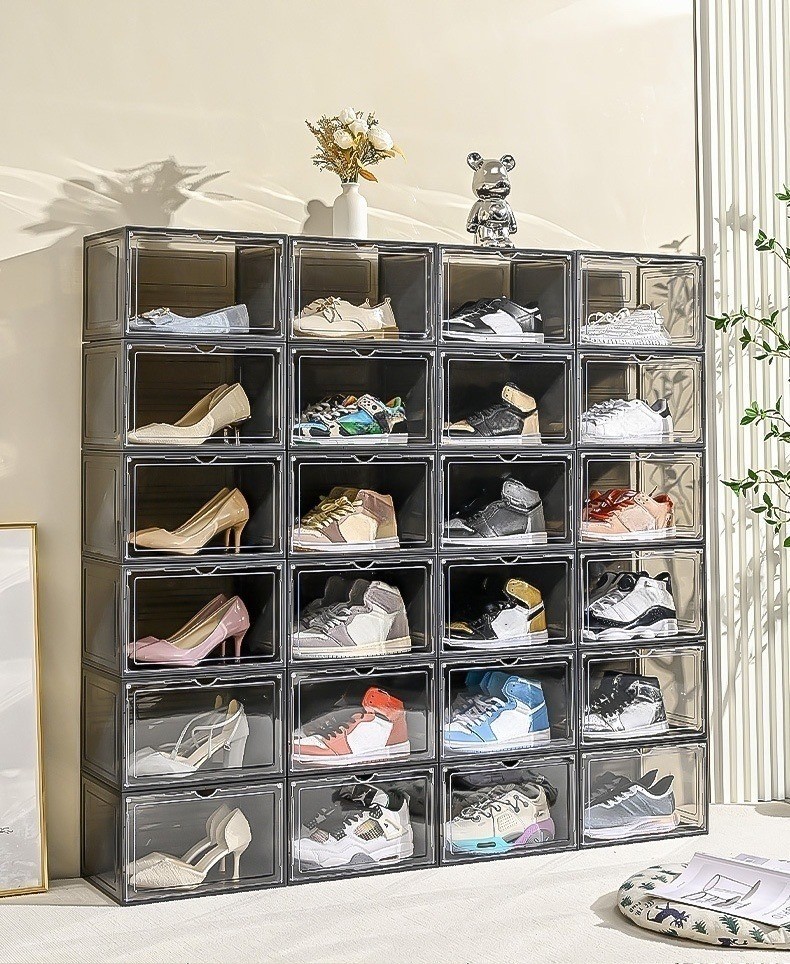 10x Magnetic Shoe Storage Boxes Full Clear Drop Side AJ Sneaker Organizer Case