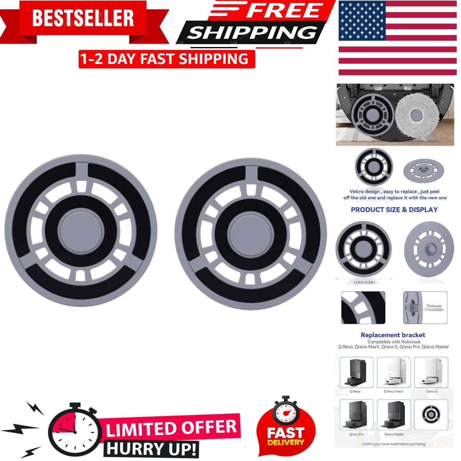 Mop Pad Plate Accessories for Roborock Q Revo, Qrevo MaxV, Qrevo S, Qrevo Pro, Q