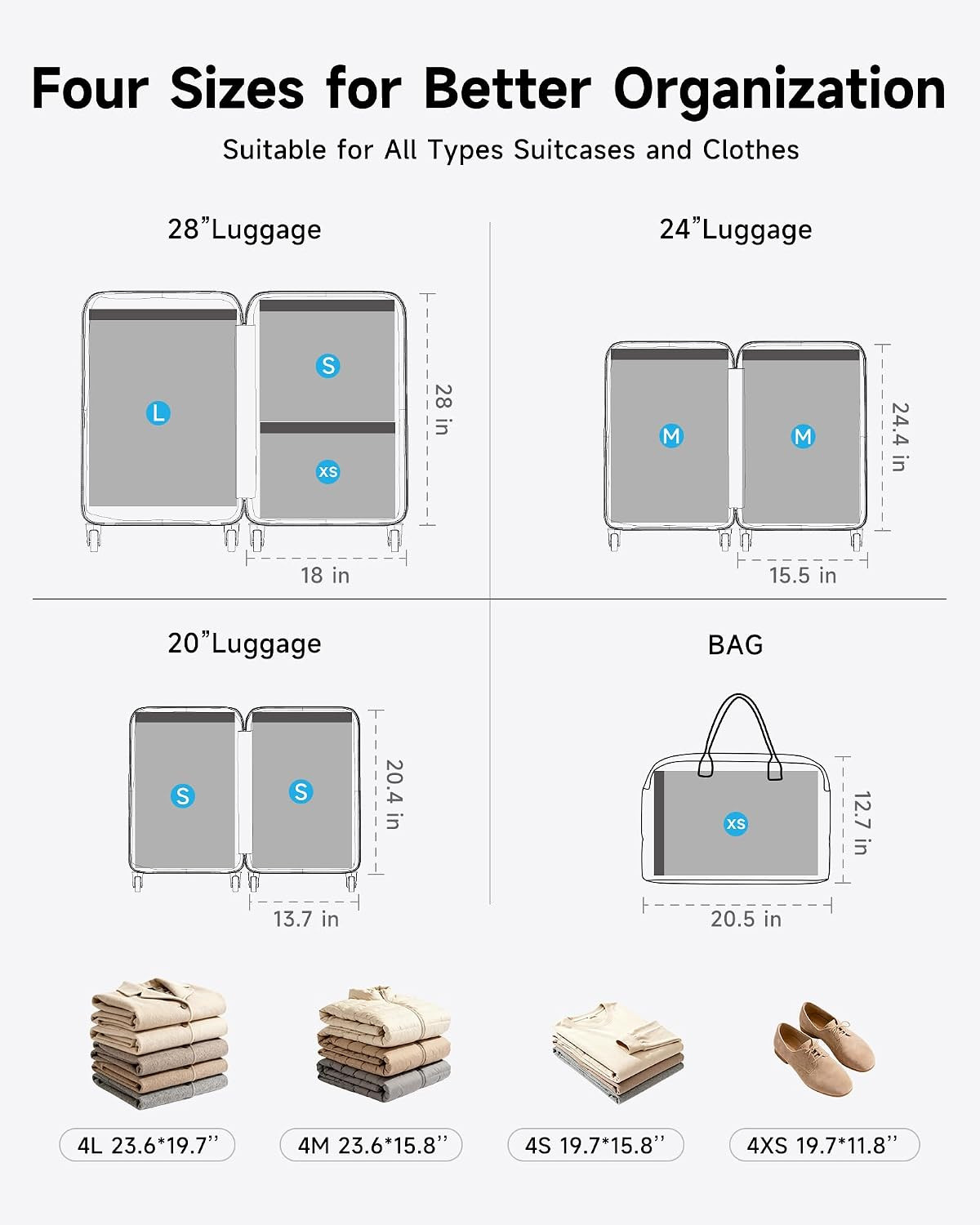 16 Pack Travel Vacuum Bags with Upgraded Rechargeable Pump, 4 Sizes Space Saver