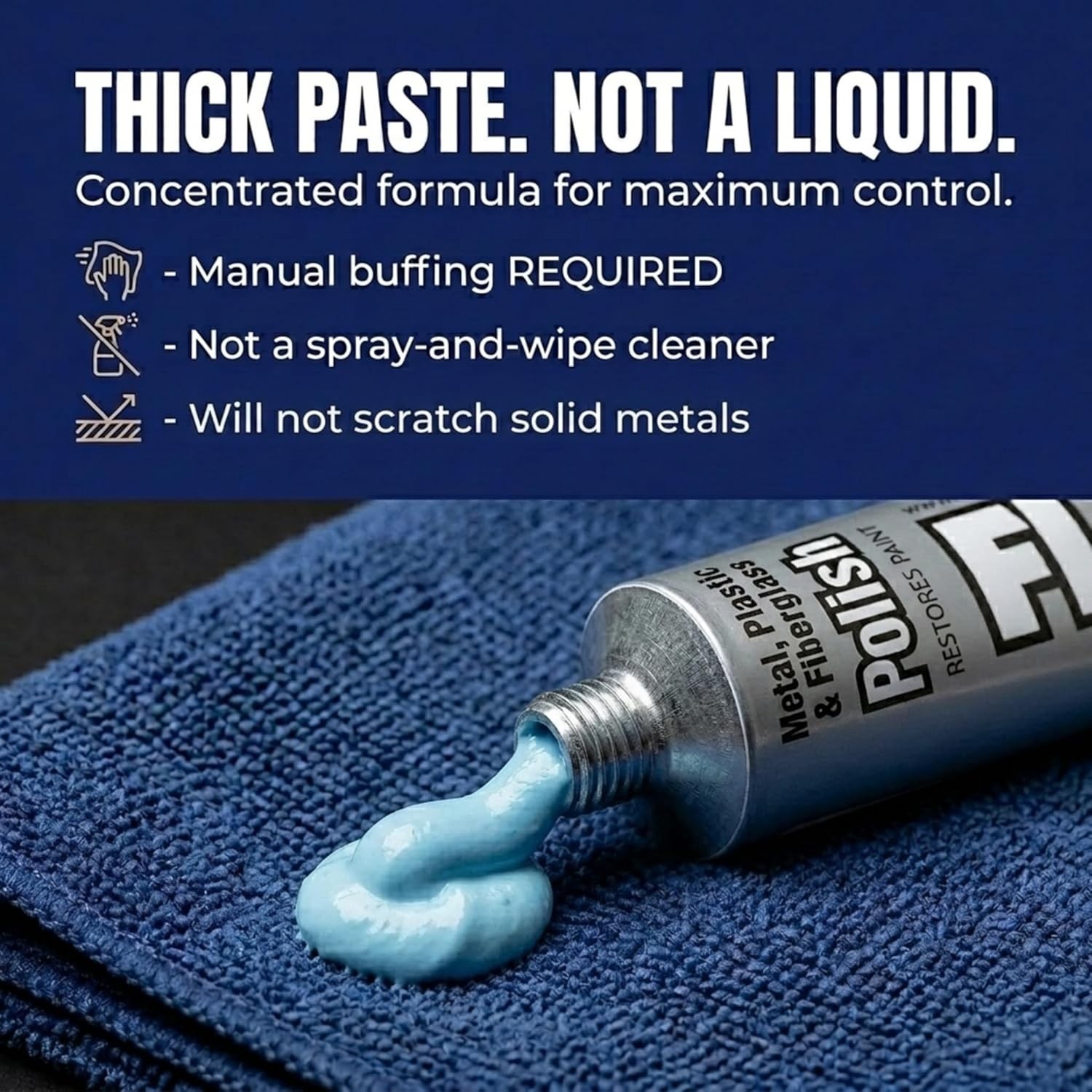 FLITZ Metal Plastic Fiberglass Polish Paste Cleaner Tube 1.76oz 50 Gram BU 03511