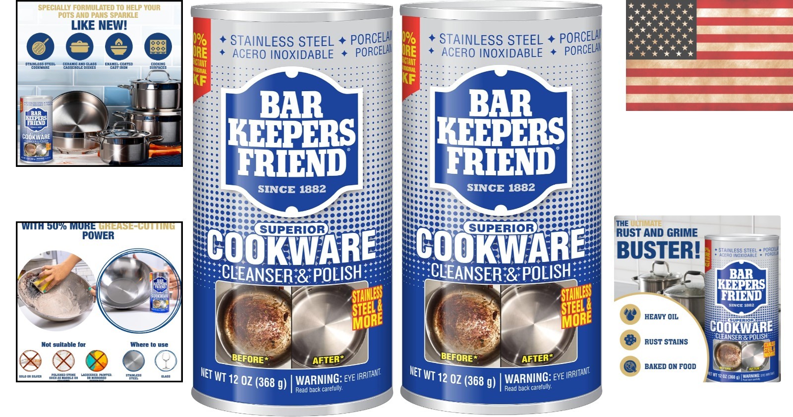 Multi-Surface Stainless Steel Cleaner & Degreaser – 2 x 12 oz for Pots & Pans