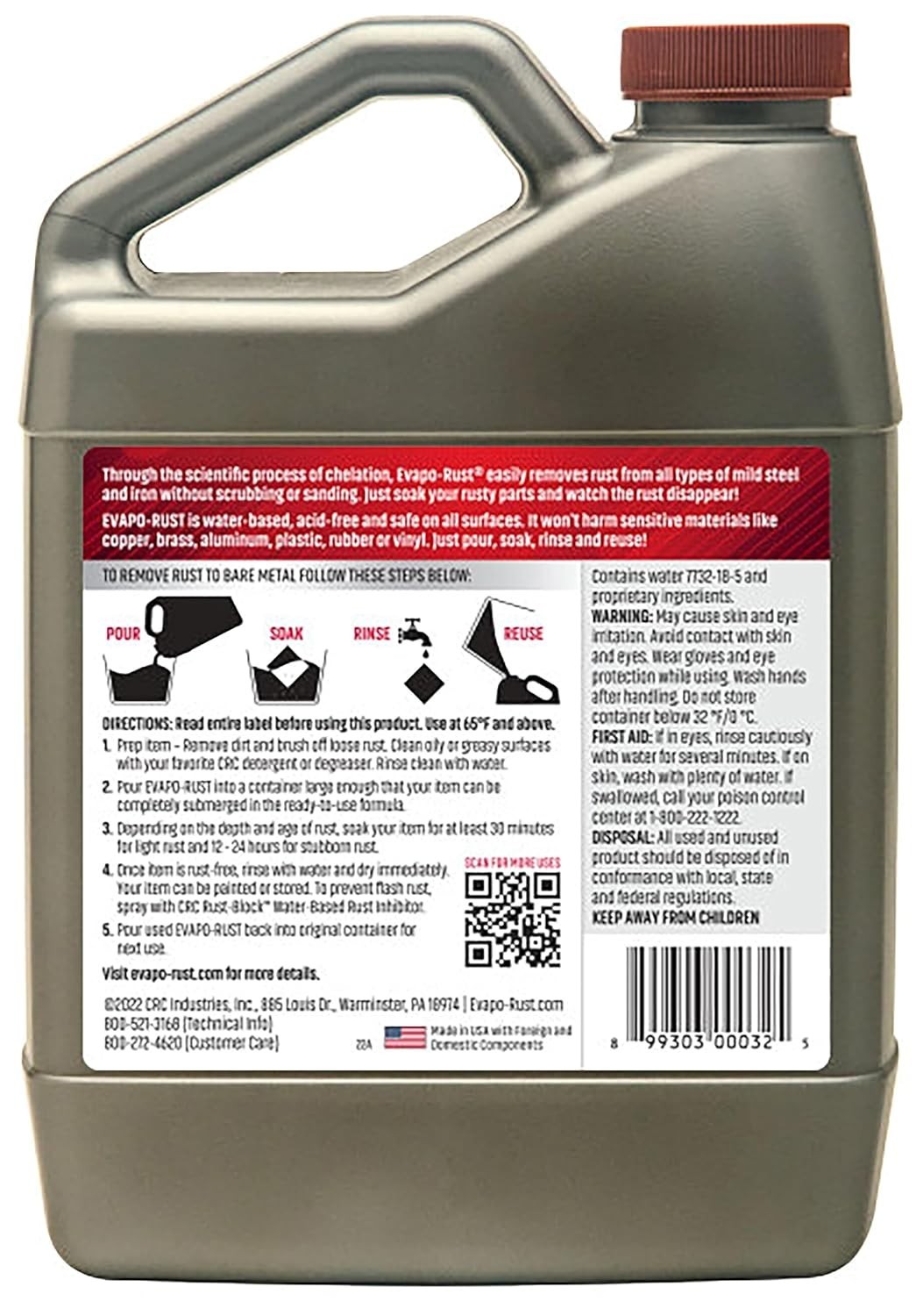 CRC Evapo-Rust, Heavy-Duty Rust Remover, Reusable, Acid-Free, Non-Corrosive, …