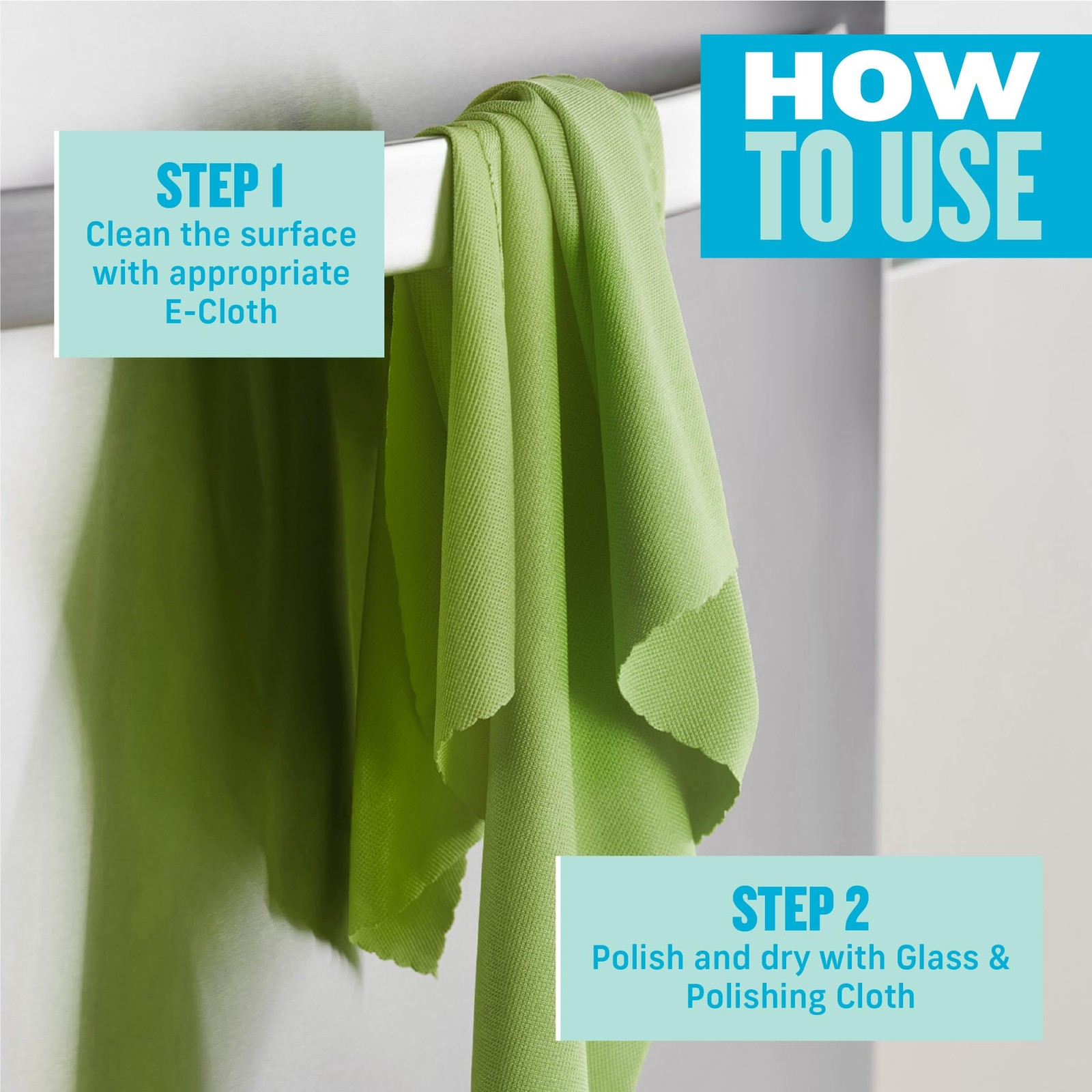 E-Cloth Glass & Polishing Microfiber Cleaning Cloth, Assorted Colors, 4 Count