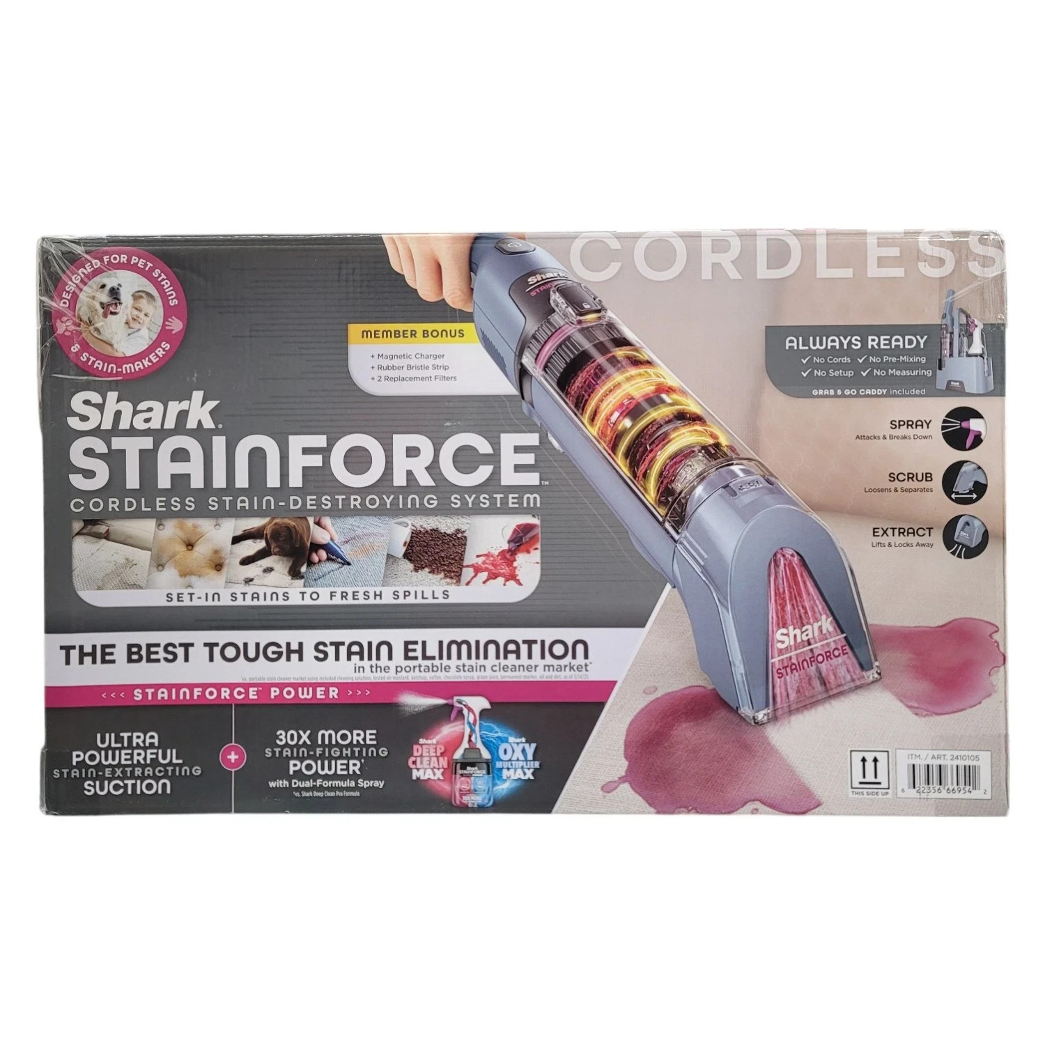 New Shark StainForce Cordless Portable Spot, Stain, & Odor Remover System