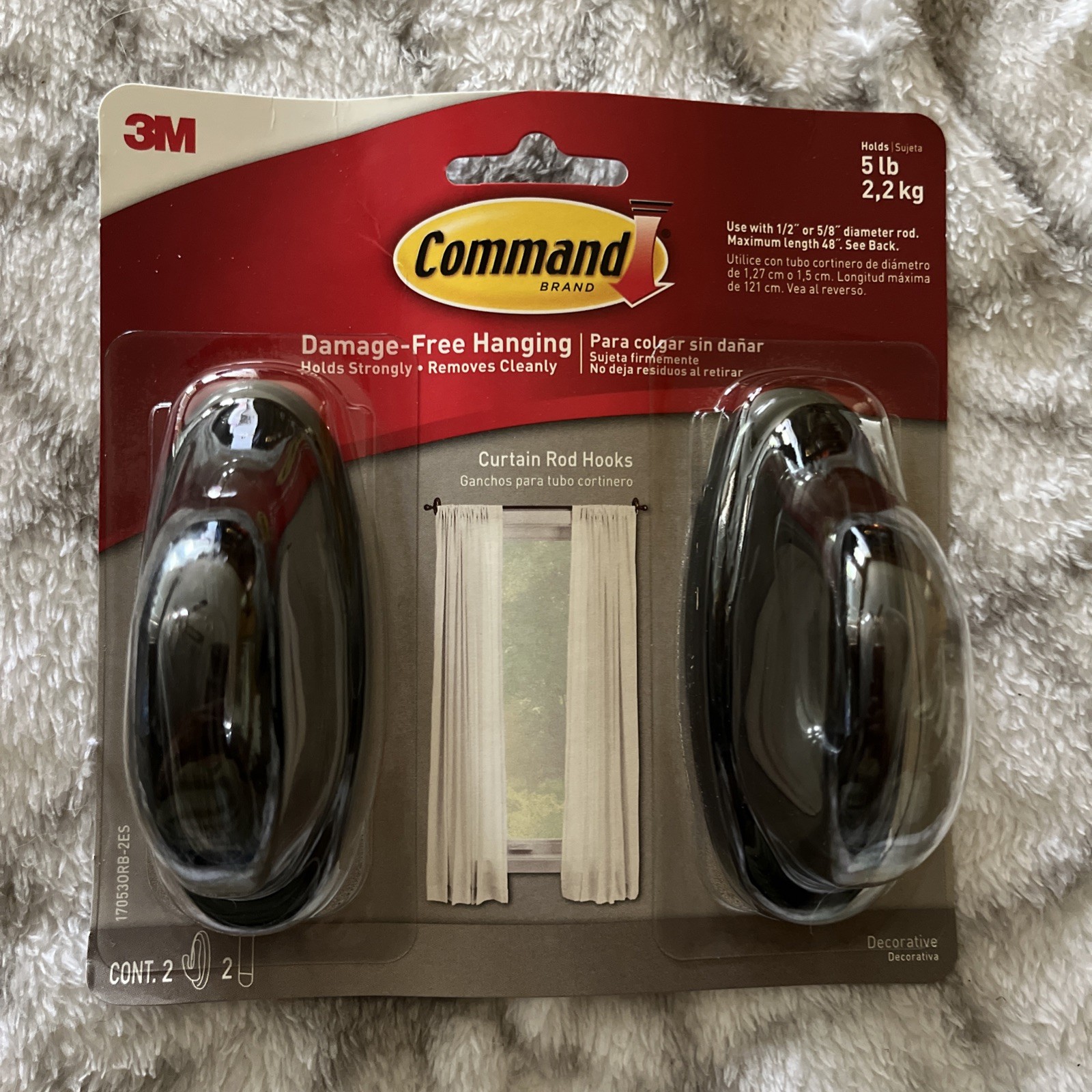 Command Curtain Rod Hooks Holds 5lb Damage Free Hanging