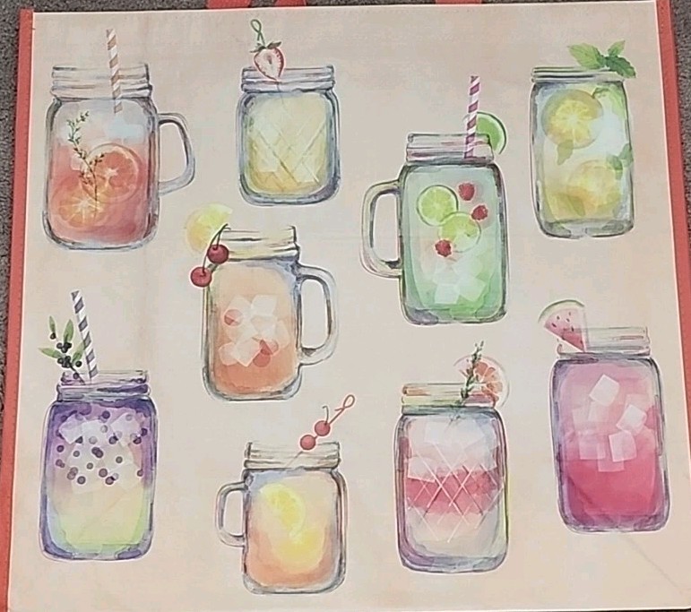 Marshalls- Beautiful Drinks In Mason Jars – Large Reusable Shopping Tote Eco Bag