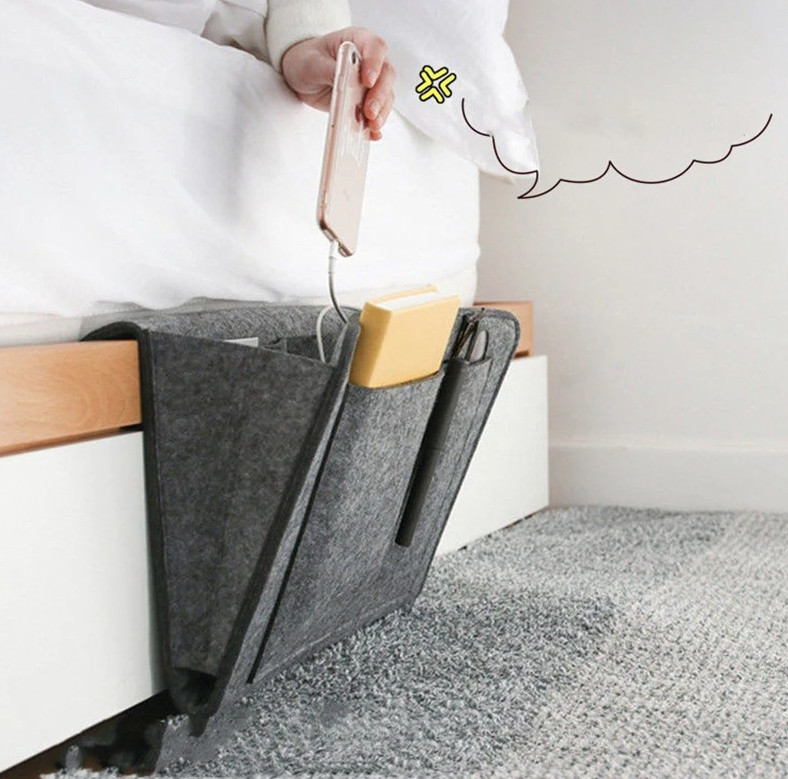1 pc Felt Hanging Storage Bag Bed Sofa Organizer for Dorm Bedroom NEW
