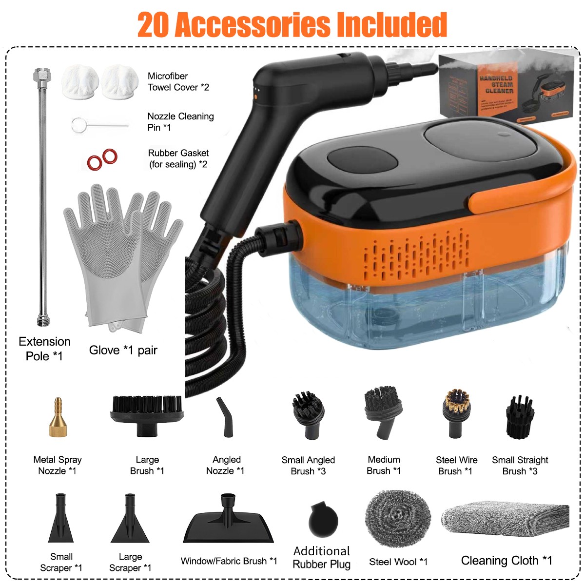 Handle Control Handheld Steam Cleaner High Temp Pressure Cleaning Machine 2500W
