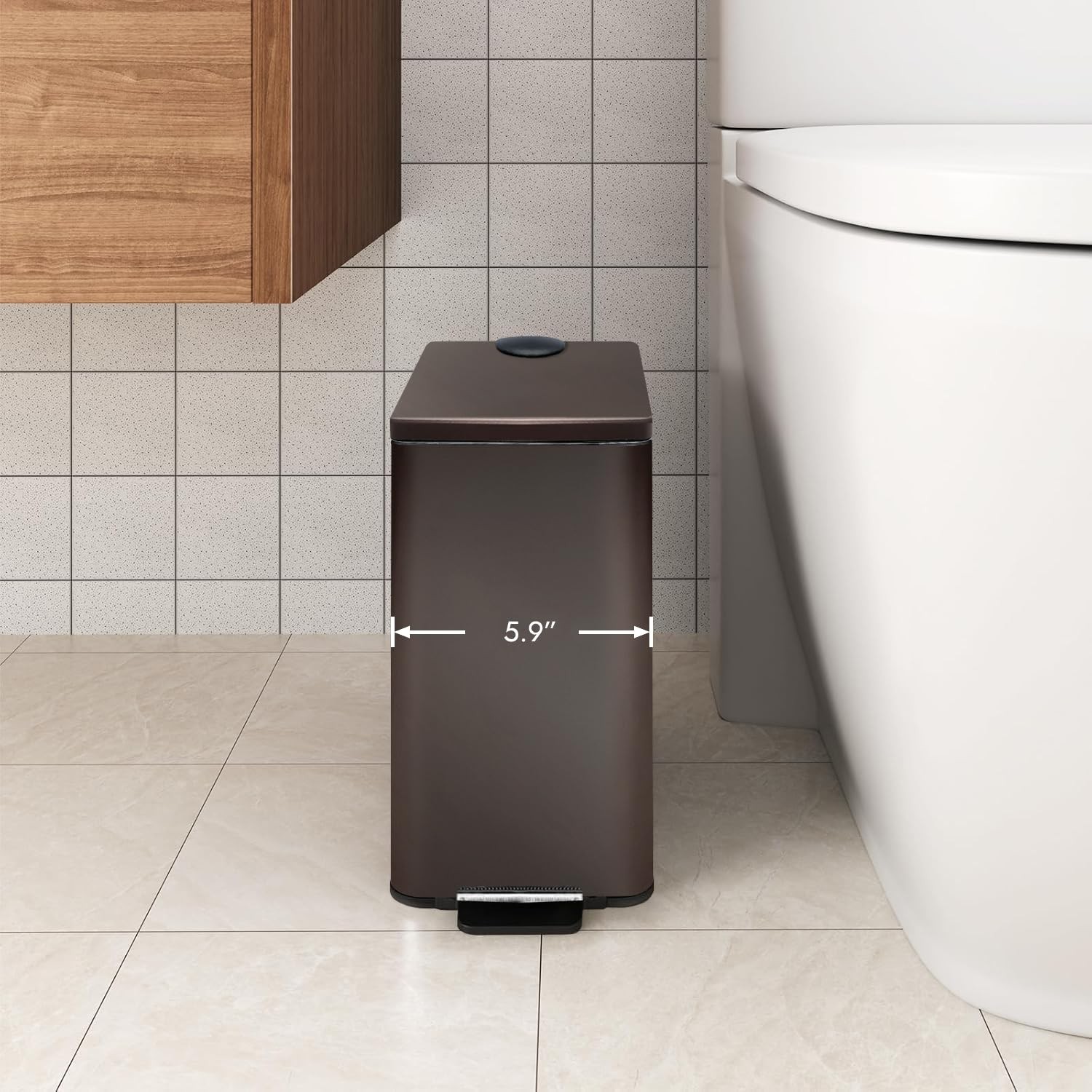 Bronze Stainless Steel Small Trash Can With Lid Step Pedal 5L 1.3 Gallon Bin