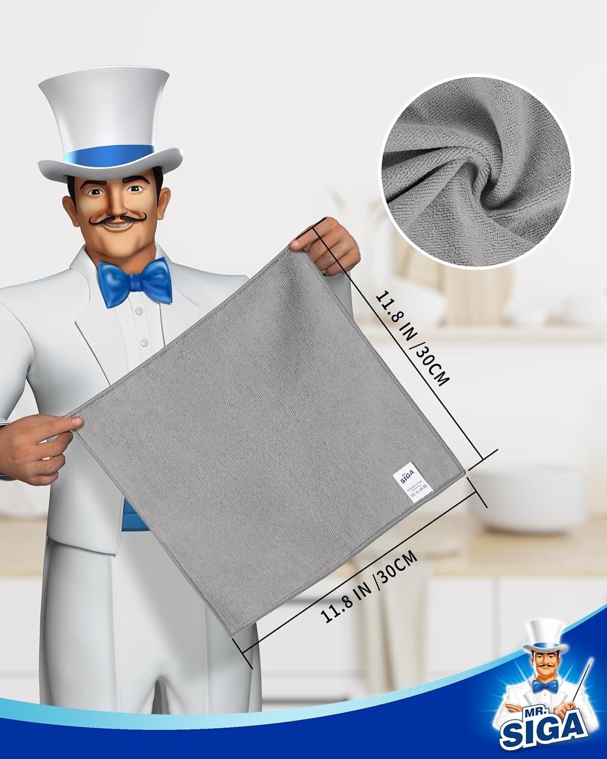 Reusable Microfiber Cloths in Gray – 15-Pack, Perfect for Streak-Free Cleaning