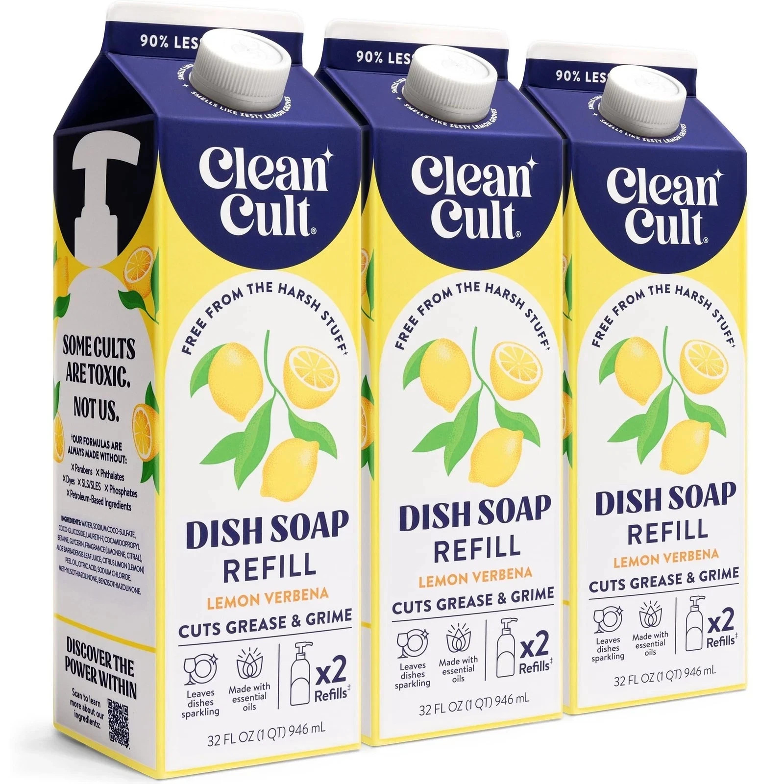 Cleancult Dish Soap Liquid Refills Plant Based Cleaning Power Cuts Grease &…