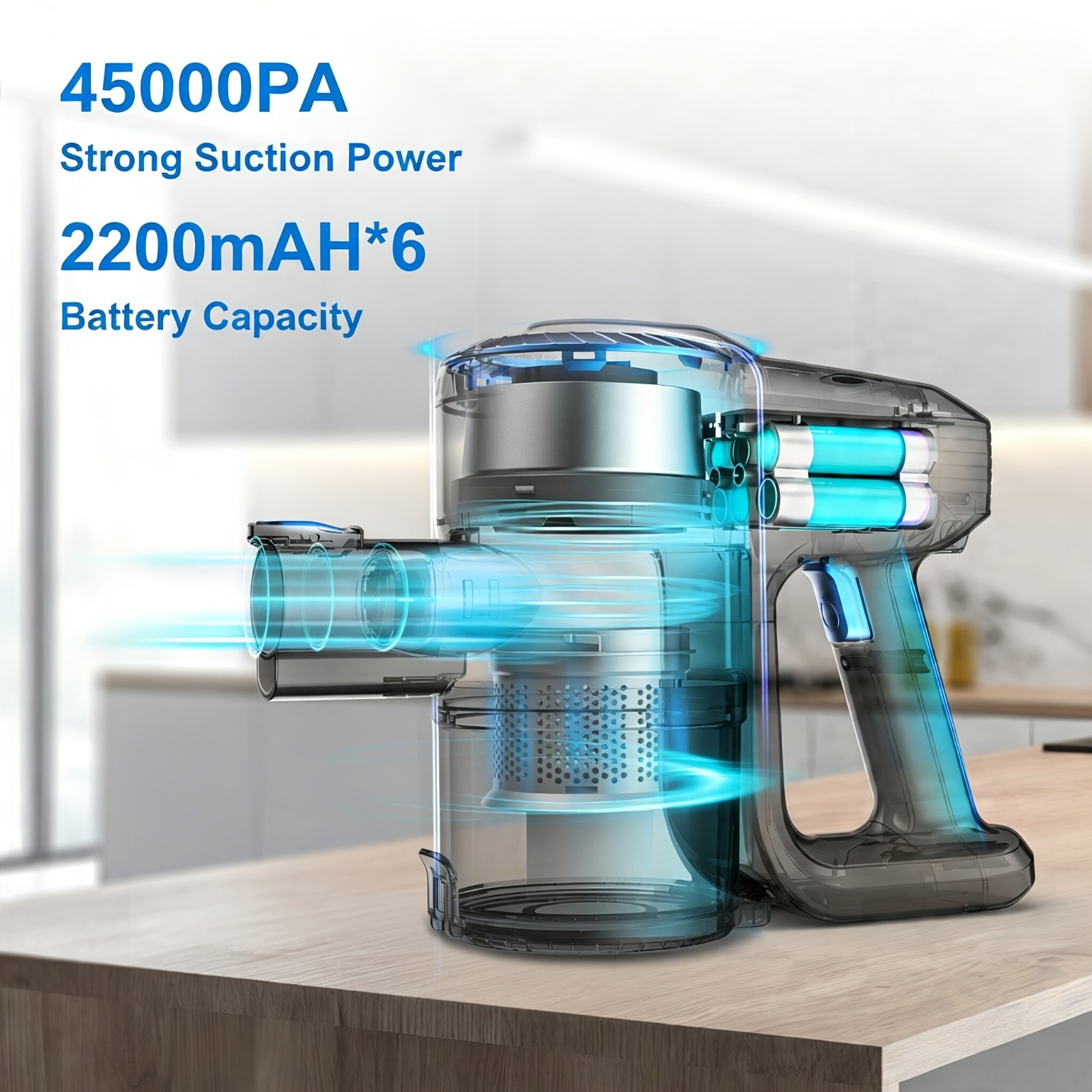 INSE Cordless Vacuum Cleaner, 45KPa Handheld Vacuum Cleaner, 6-in-1 Vacuum Clean