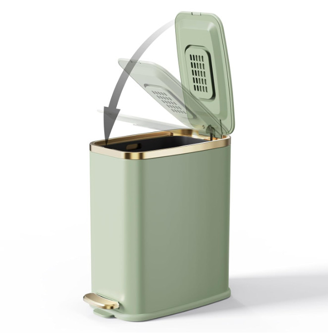 Cubo de basura estrecho rectangular con pedal metálico (5L/1.3 Gal), ideal para