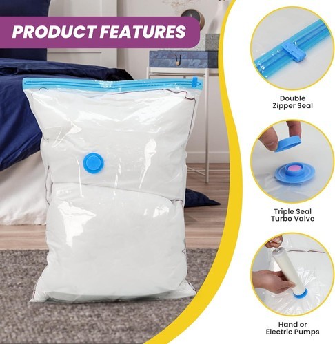 14pcs Travel Vacuum Storage Bags w/ Pump Space Saver Garment Seal Clothes Bag US