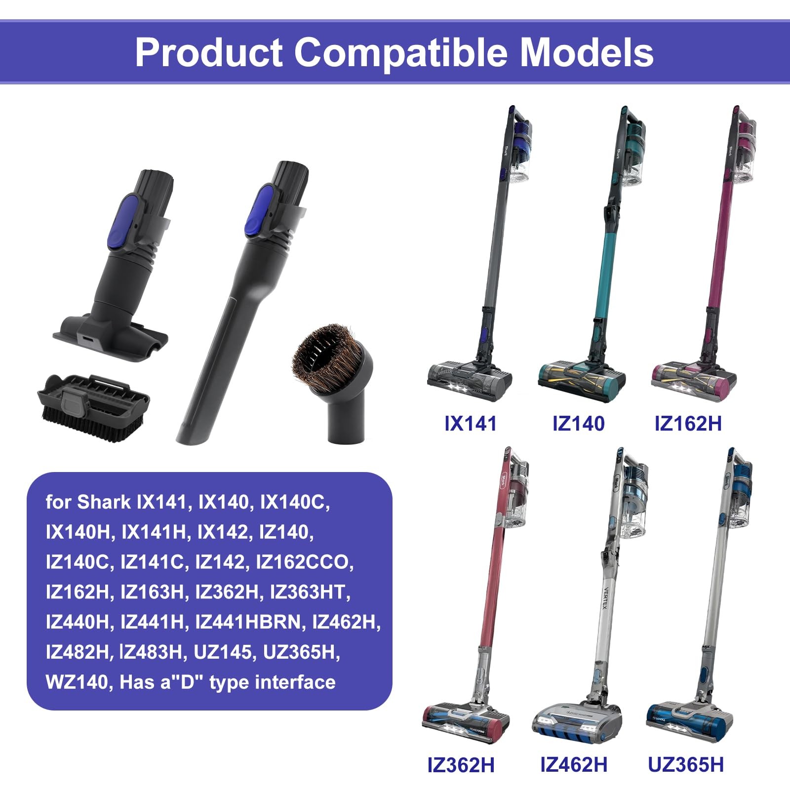 Vacuum Crevice Tool & Removable 2-in-1 Brush & Horse Brush Replacement for Sh…