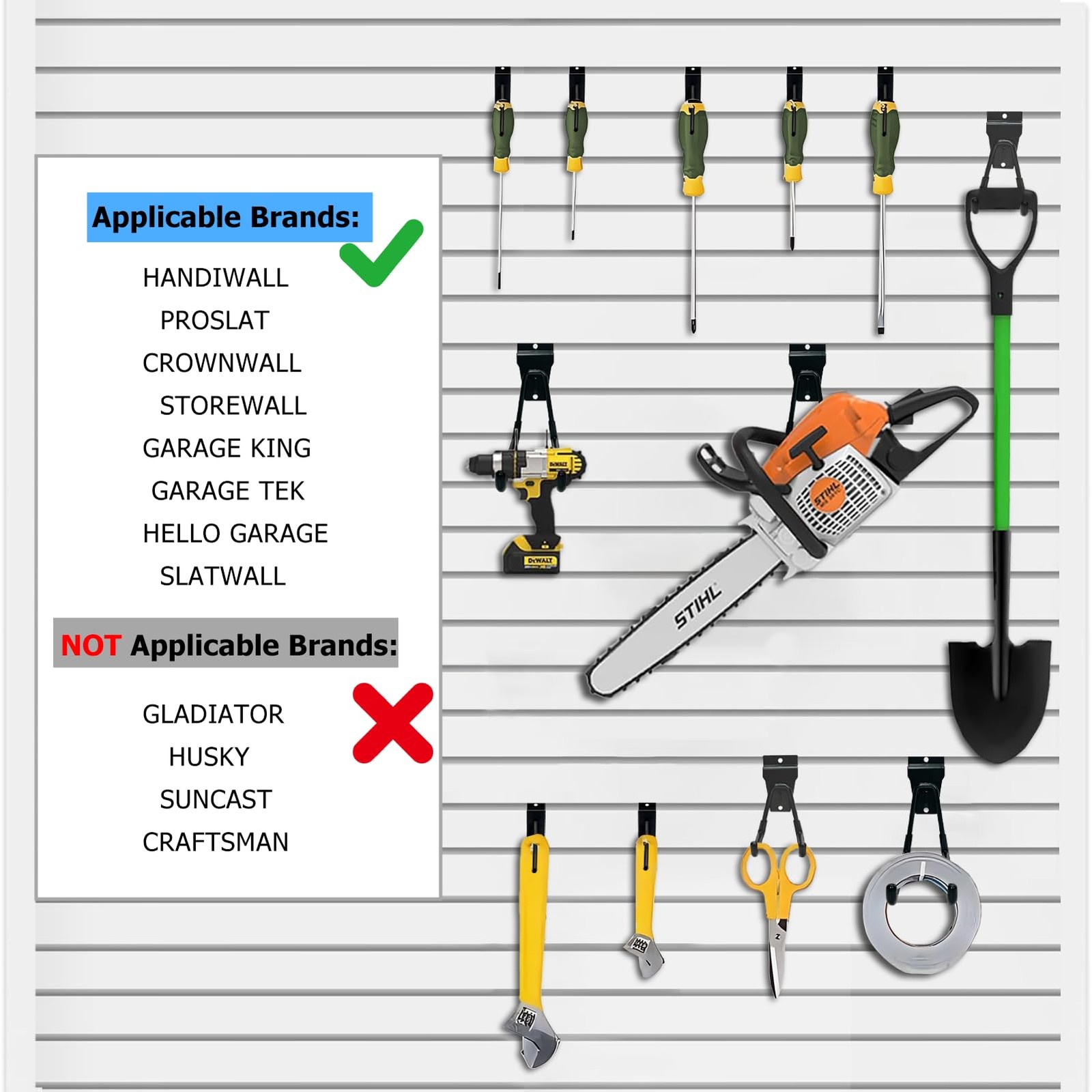 22 Pack Garage Hooks Slatwall Hooks Kit, Heavy Duty Black Steel Slatwall Accesso