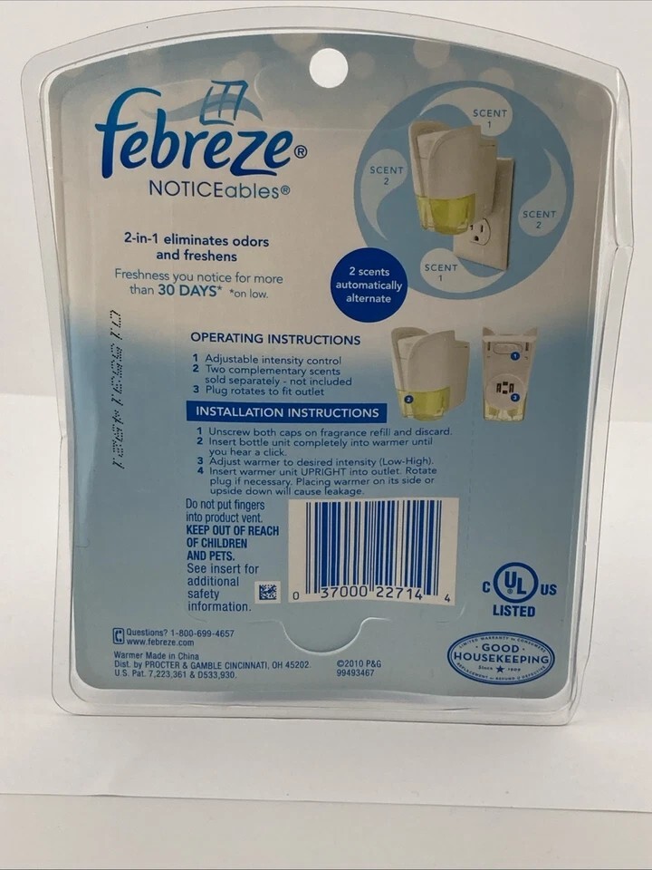 Febreze NOTICEables Scented Oil Warmer Plug In 2 in 1 Air Freshener NO REFILL
