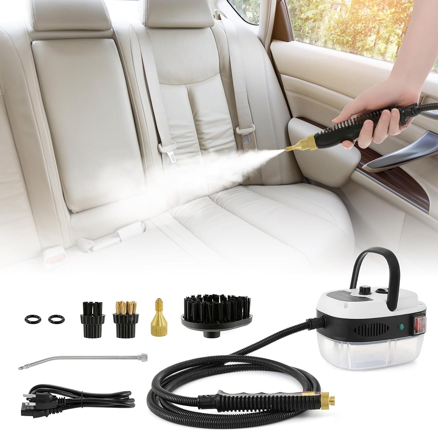 2500W Car Detailing Steamer High Pressure Handheld Steam Cleaner Household US