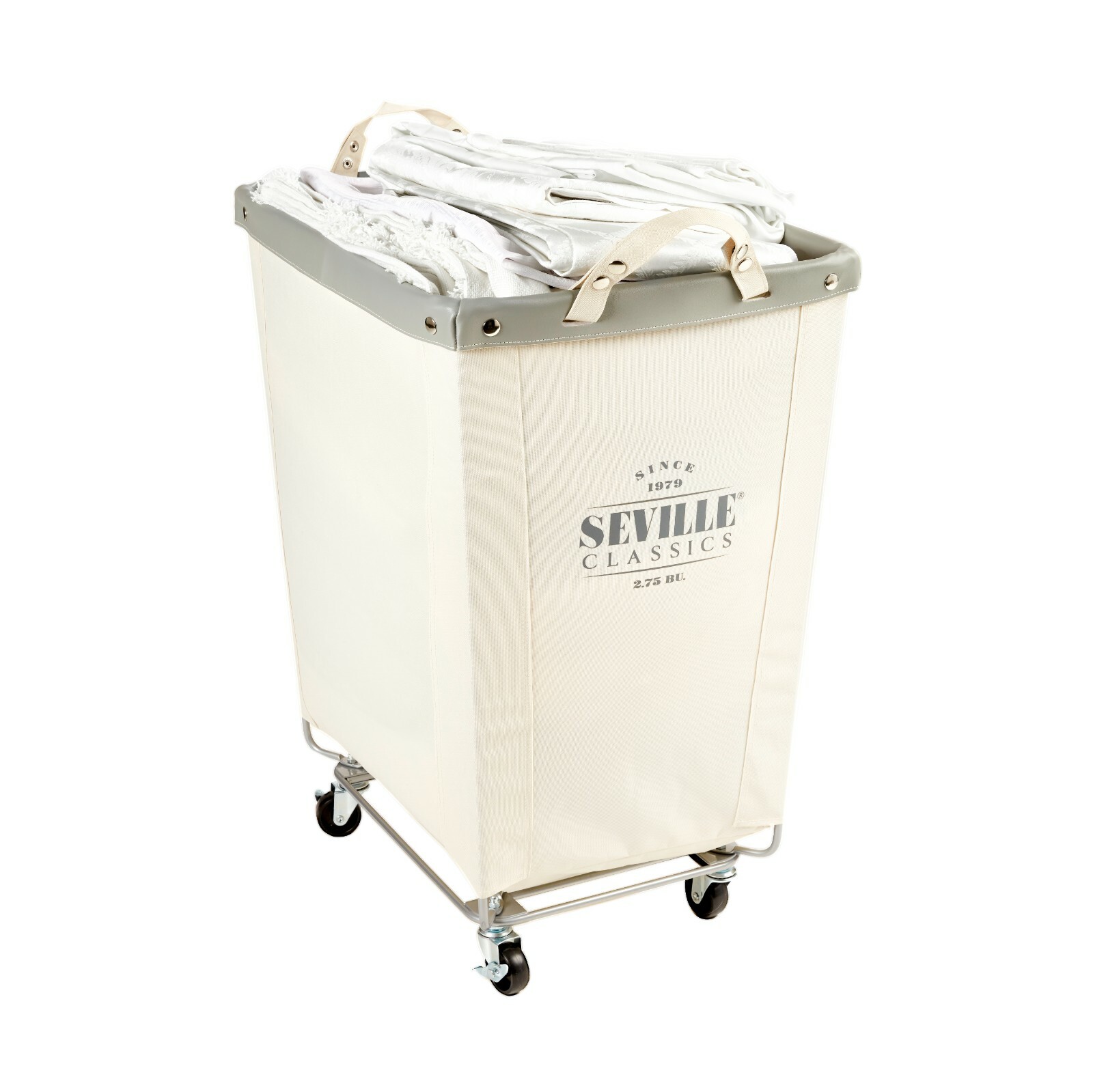 Seville Classics Commercial-Grade Heavy-Duty XL Canvas Laundry Hamper on Wheels