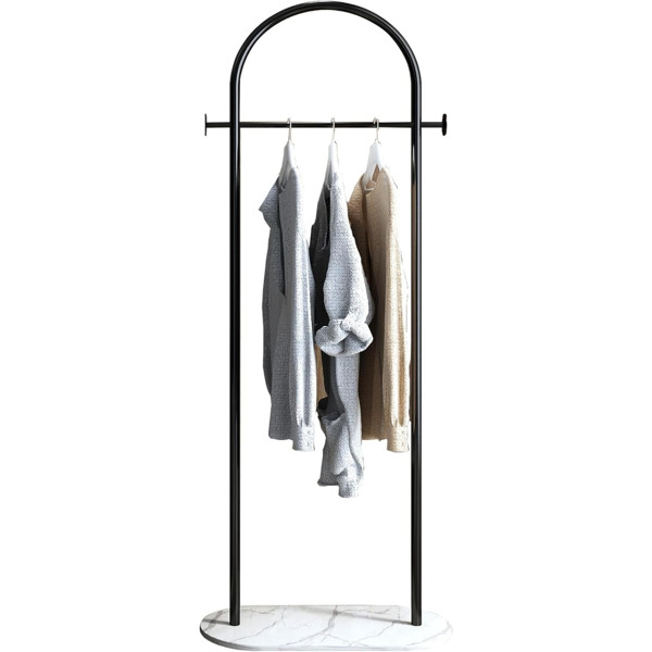 Minimalist Arch Coat Rack Stand Freestanding Black Garment Organizer with Hooks