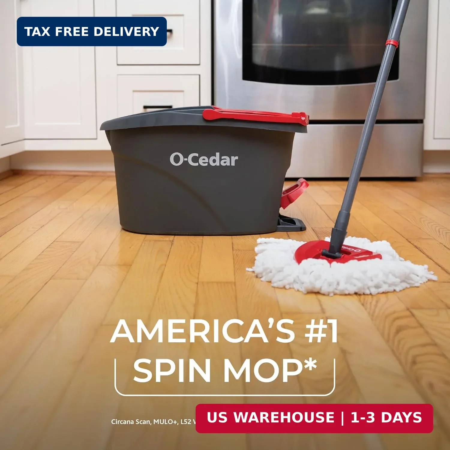 O-Cedar EasyWring Microfiber Spin Mop, Bucket Floor Cleaning System, Red, Gray,