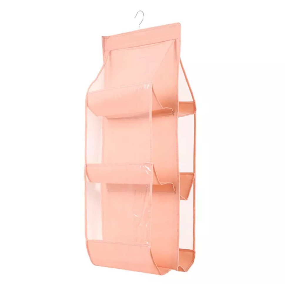 Hanging Handbag Organizer for Wardrobe – 6 Pocket Shelf Bag Storage Holder
