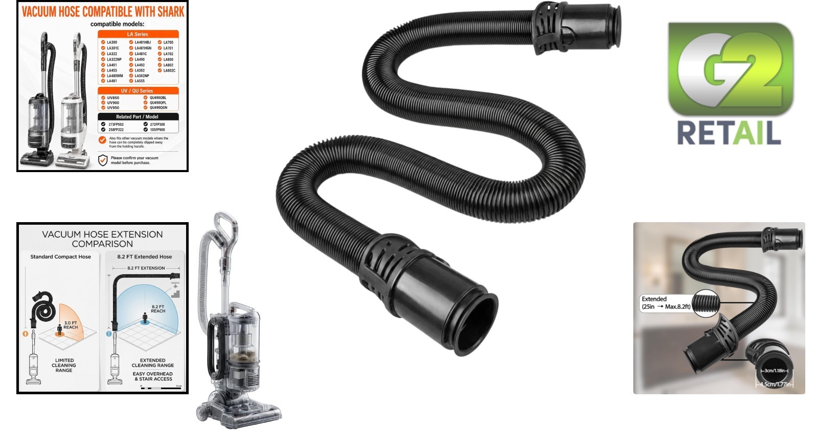 Replacement Hose Handle for Shark Vacuums – Only For Models LA502 LA322 (LA300 W