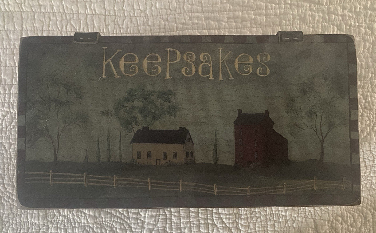 Decorative Memories Rustic Wooden Keepsake Box Hinged, See Pictures