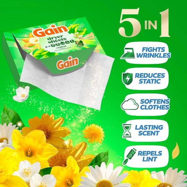 Original Dryer Sheets – 60ct: Bleach-Free, Box Container, Fabric Softener