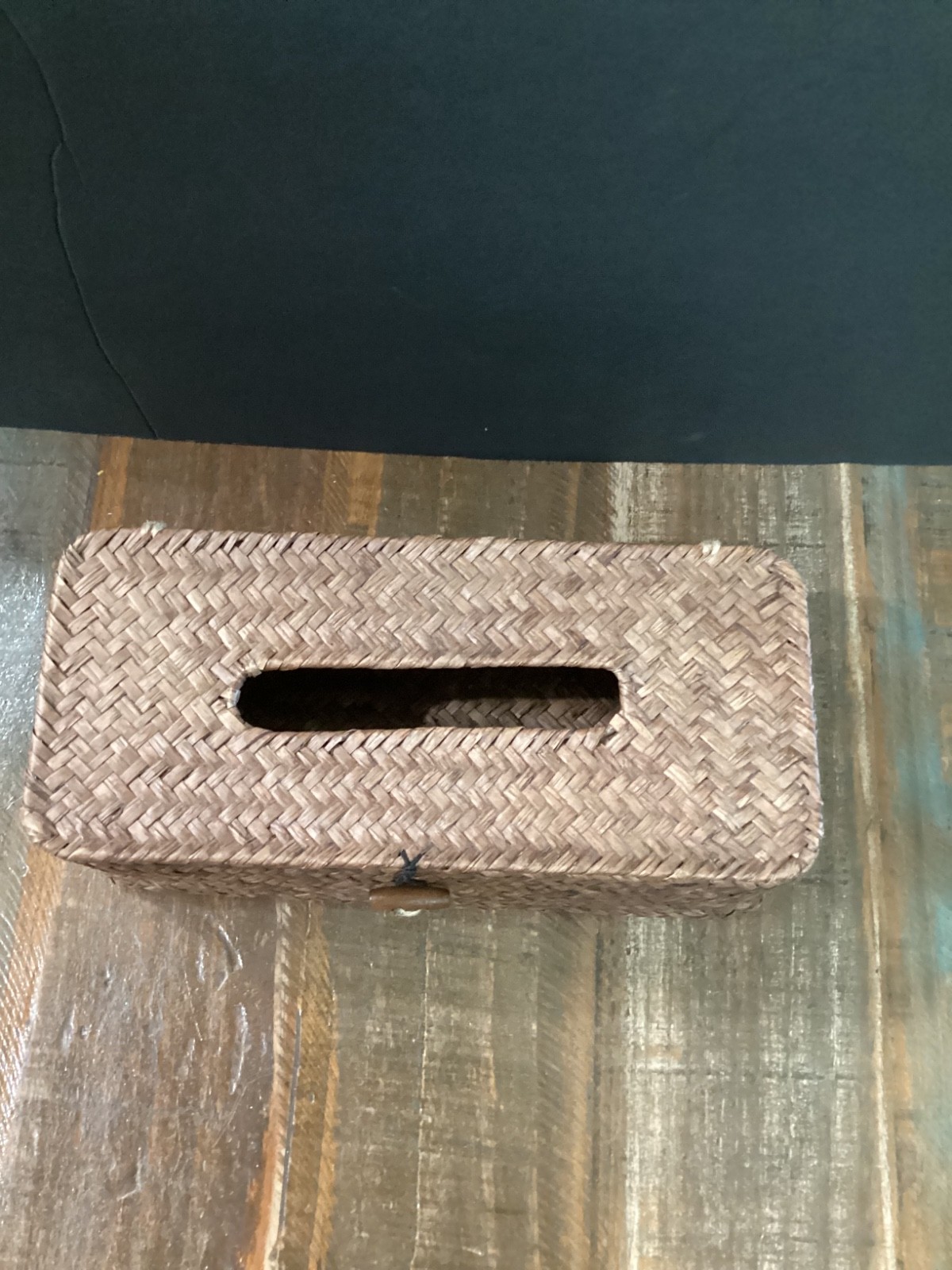 Brown Rectangular Woven Seagrass Wicker Tissue Box Holder Cover
