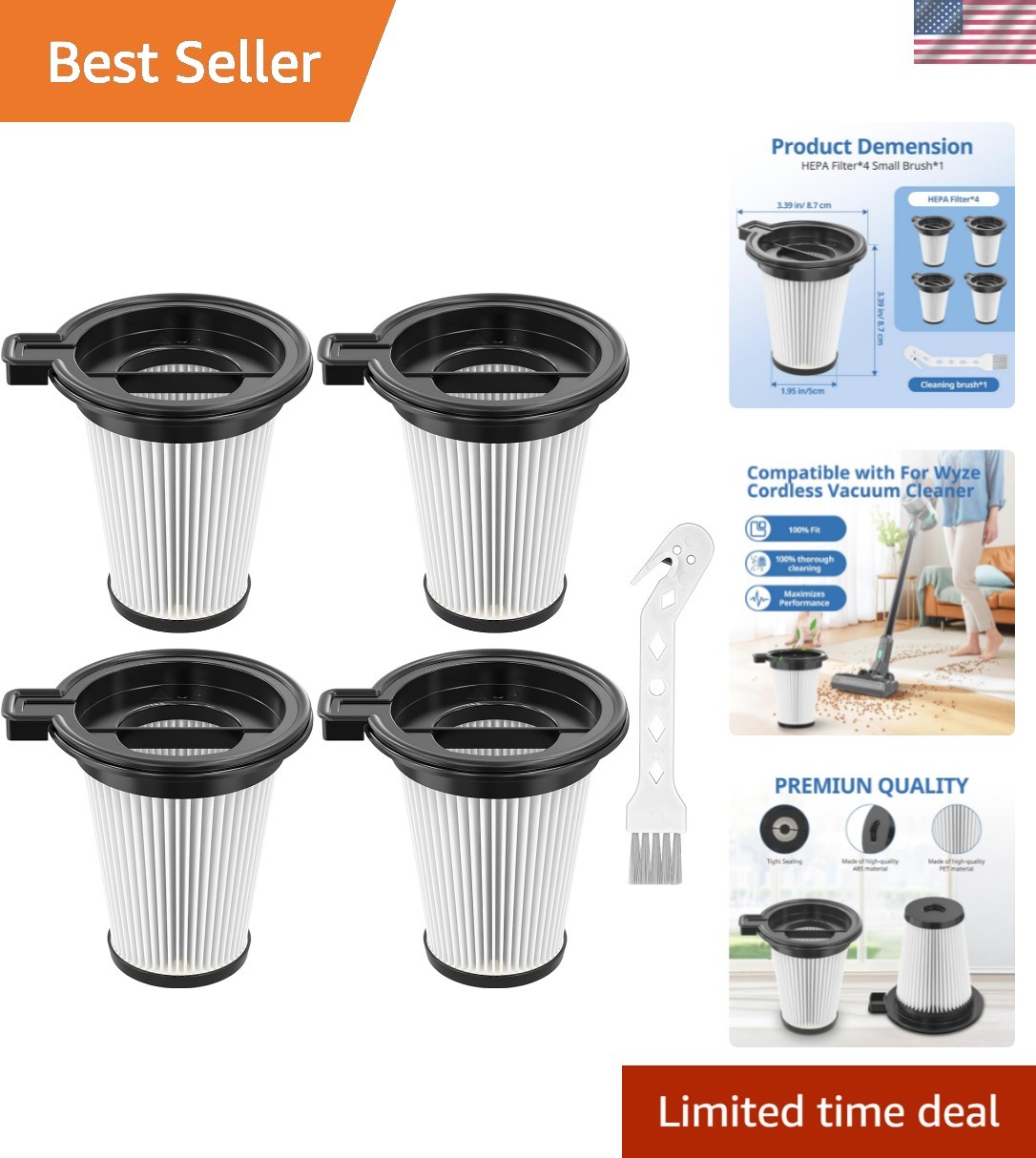 Replacement Filters for Wyze Cordless Vacuum Cleaner,Removable and Washable |…